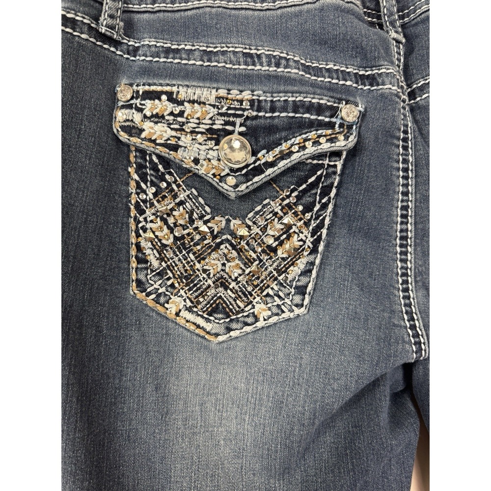 VTG 90s Y2K Embellished Denim Bootcut Jeans 10 Midrise Retro Rhinestone Studded